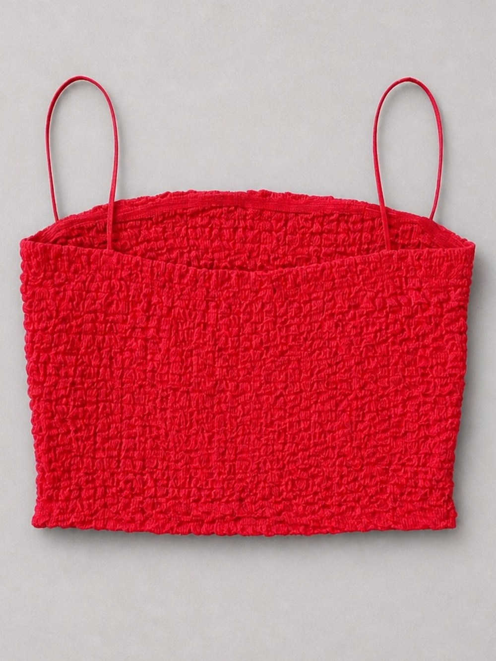 Red Ruched Crop Tank / Tube Top - Picture 3 of 5